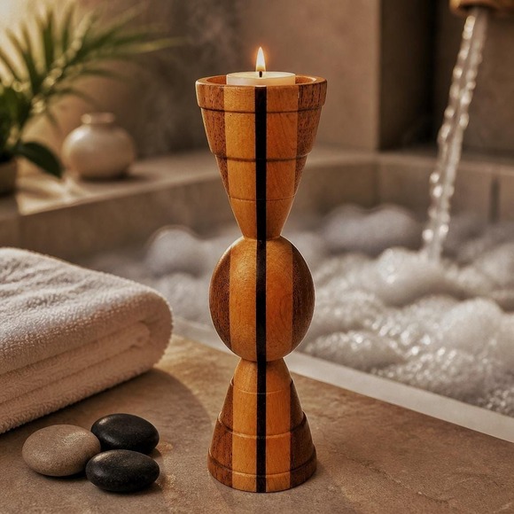 Other - Vintage Turned Wood Candlestick